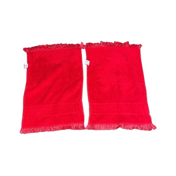 Set of 2 Vintage Fieldcrest Christmas Hand Towels Set Red Trees Holiday Decor - Picture 3 of 7